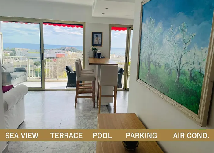 Superbe 2 Pieces Antibes Vue Mer, Piscine, Parking